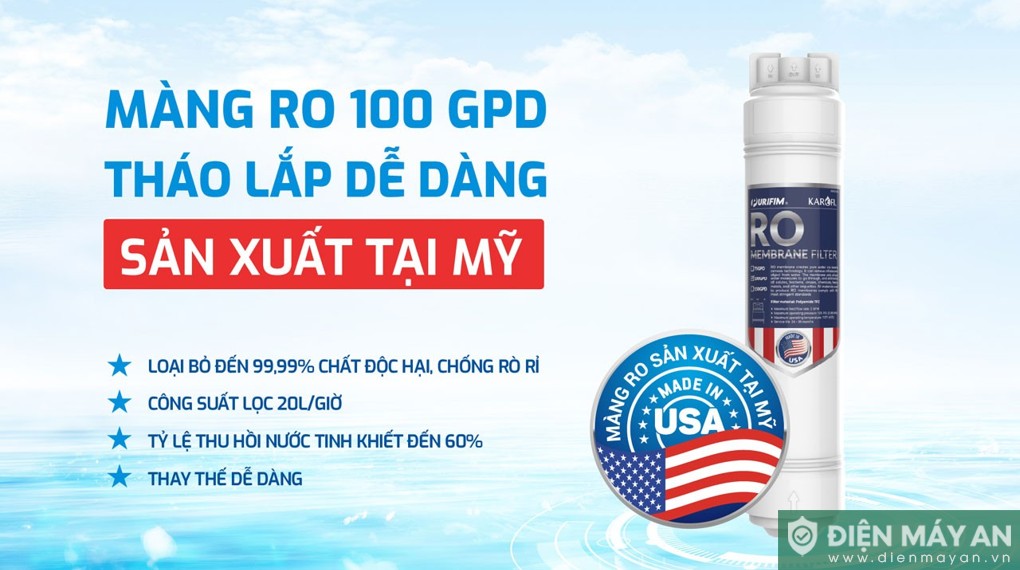 Máy lọc nước RO nóng nguội lạnh Hydro-ion kiềm Karofi KAE-S86 12 lõi